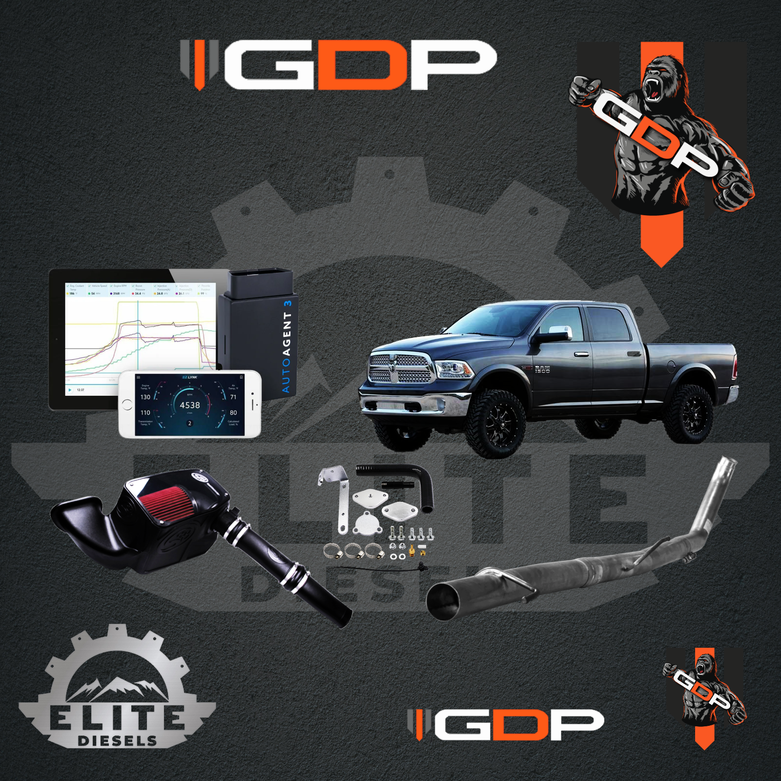 2014-2019 RAM 1500 & JEEP CHEROKEE 3.0L ECO DIESEL EZLYNK 3.0 TUNER ALL-IN-ONE CUSTOMIZABLE KIT.