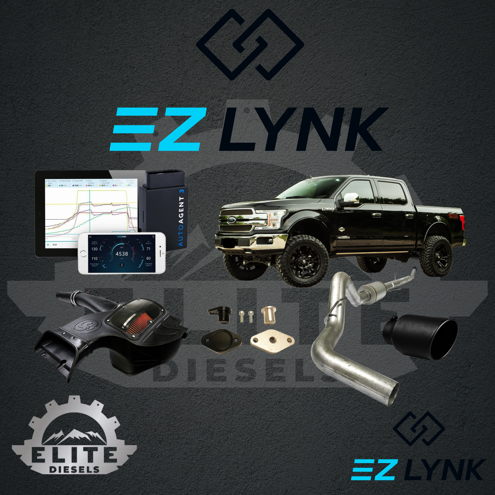 2018 - 2019 3.0L FORD POWERSTROKE  EZLYNK 3.0 TUNER ALL-IN-ONE CUSTOMIZABLE KIT.