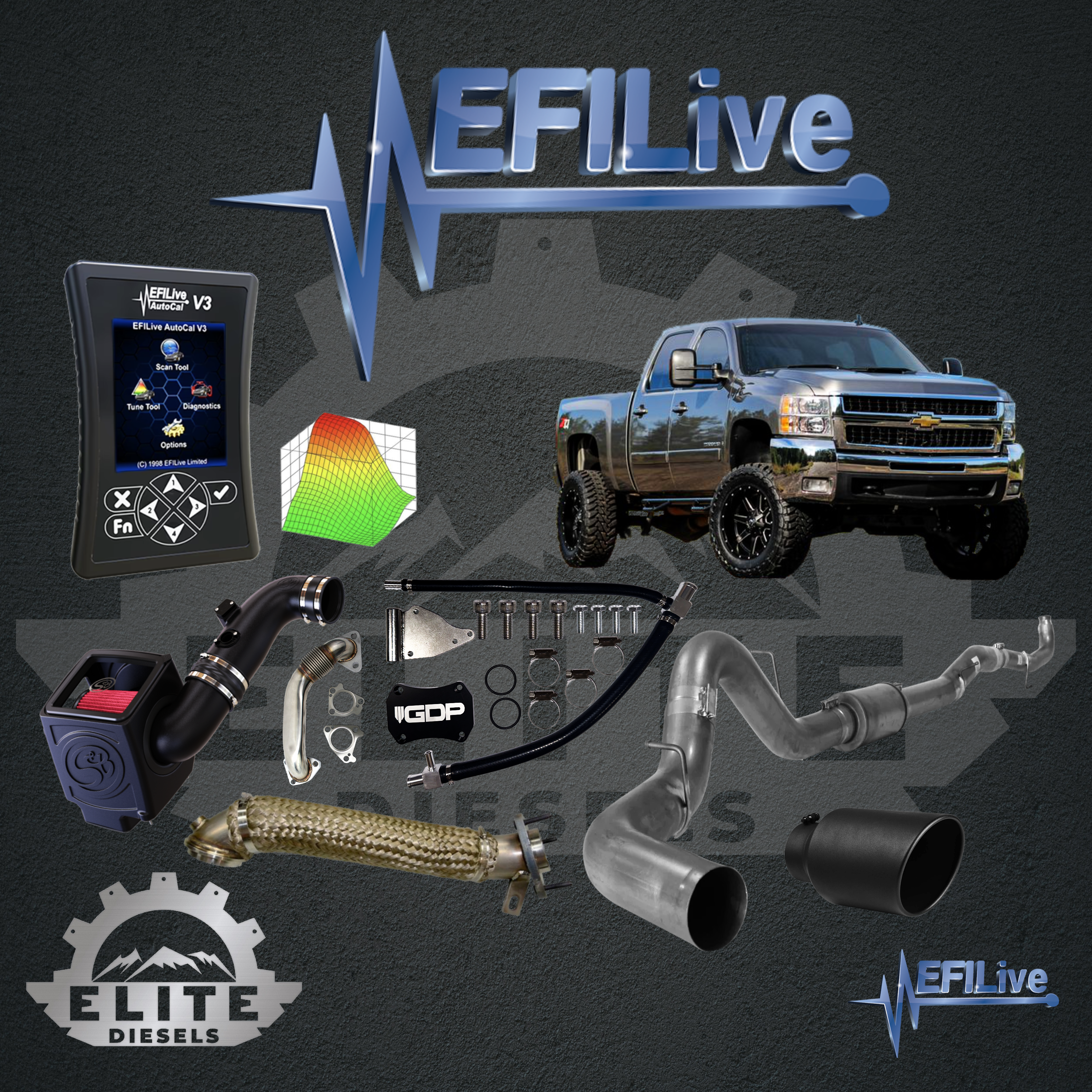 2011 - 2016 6.6L CHEVY/GMC DURAMAX  EFI LIVE AUTOCAL V3 TUNER ALL-IN-ONE CUSTOMIZABLE KIT.