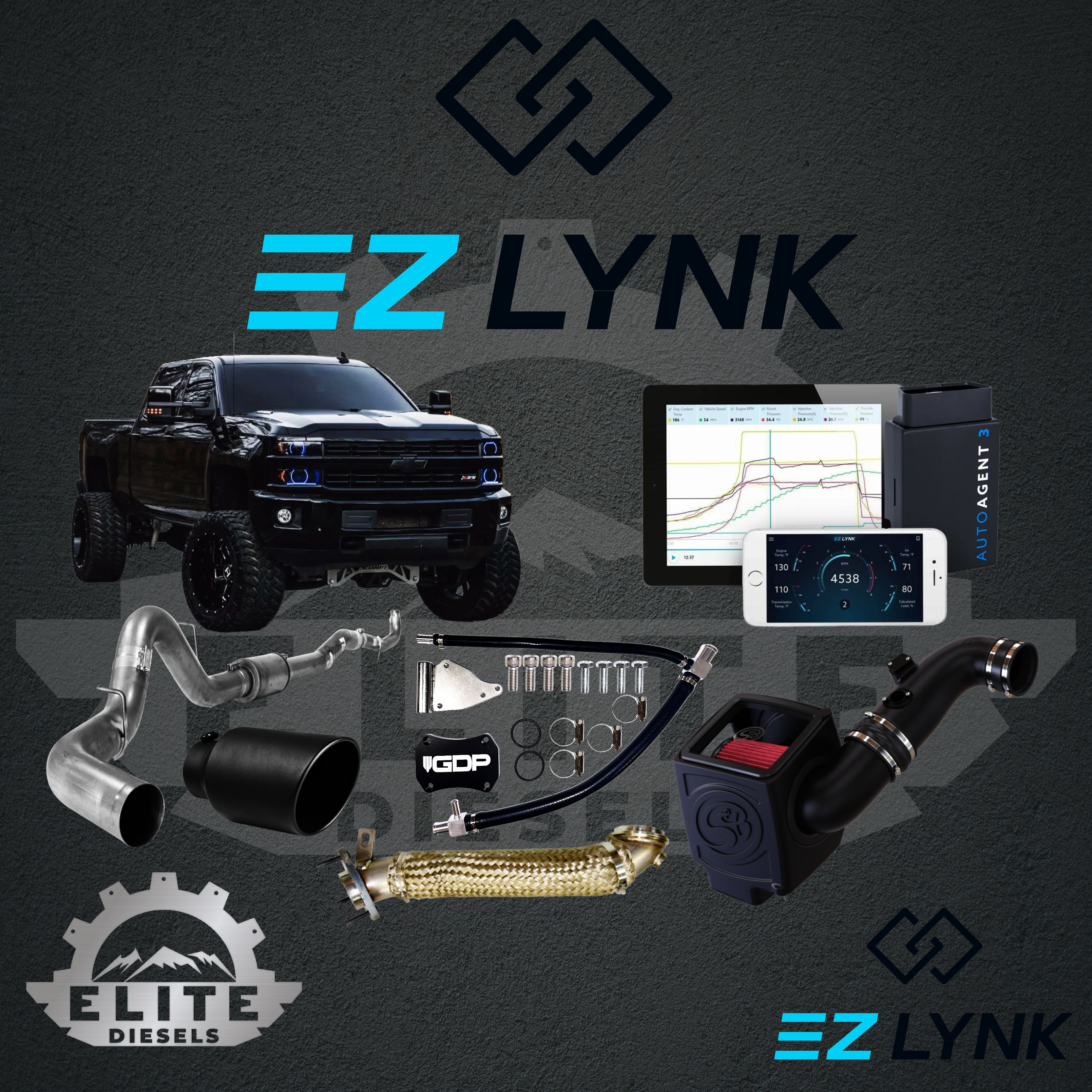 2011 - 2016 6.6L CHEVY/GMC DURAMAX  EZLYNK 3.0 TUNER ALL-IN-ONE CUSTOMIZABLE KIT.