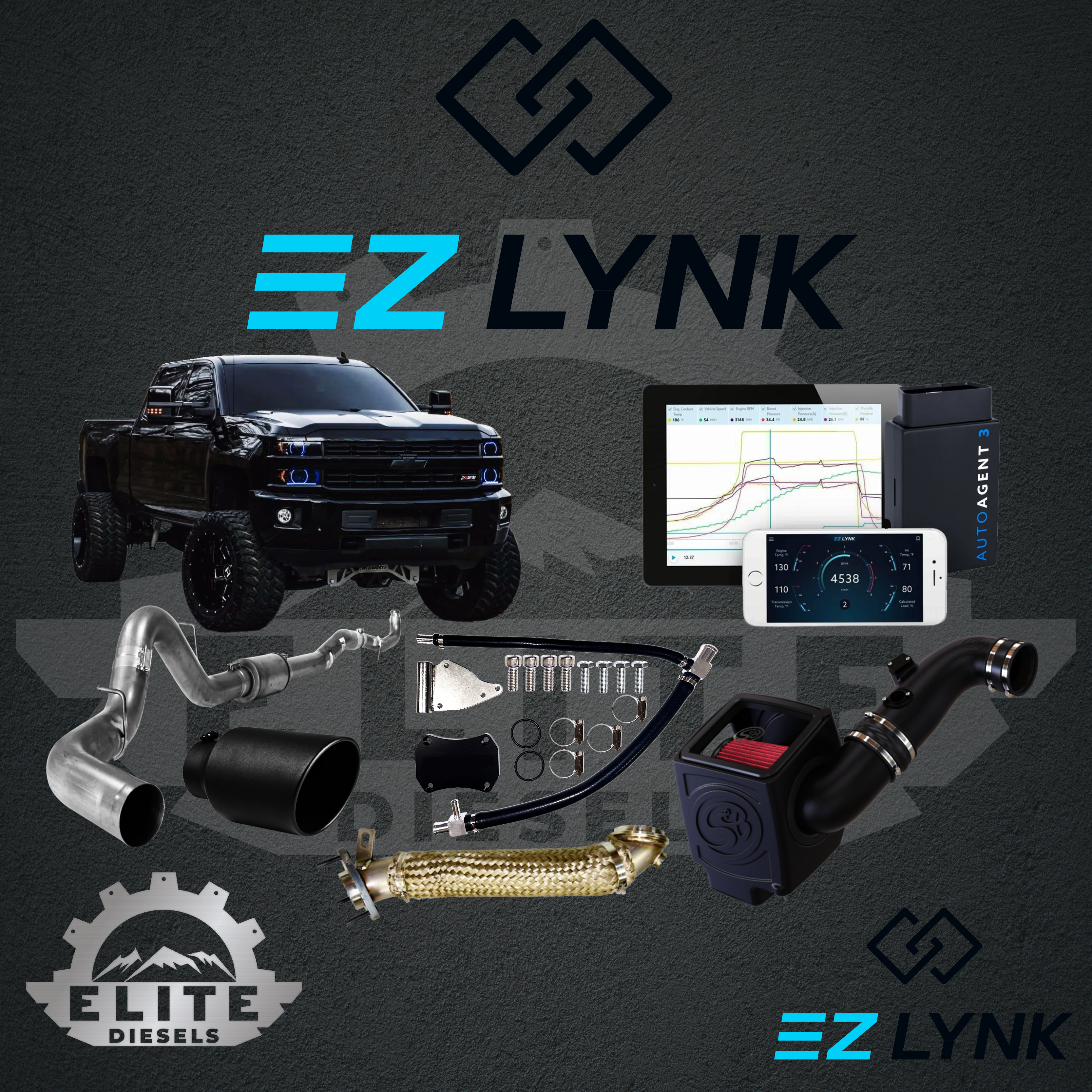 2007 - 2016 6.6L CHEVY/GMC DURAMAX  EZLYNK AUTOAGENT 3.0 TUNER ALL-IN-ONE CUSTOMIZABLE KIT.