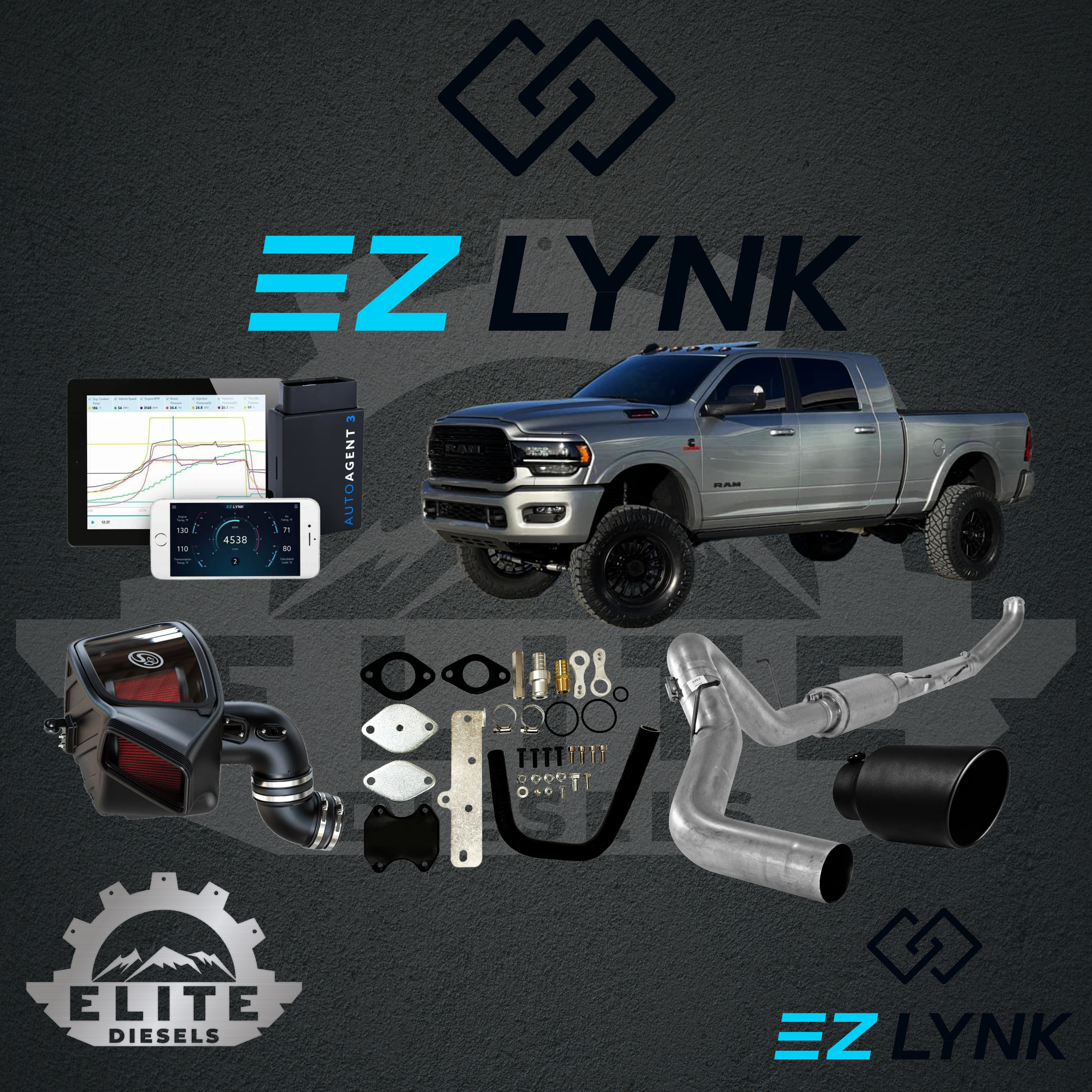 2007 - 2021 DODGE RAM CUMMINS  EZLYNK AUTOAGENT 3.0 TUNER ALL-IN-ONE CUSTOMIZABLE KIT.